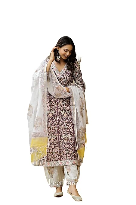 Yashika Women Cotton Blend Salwar Suit Set Fashionably Traditional, Comfortably Chic: Embrace Fashion with Our Ethnic Sets